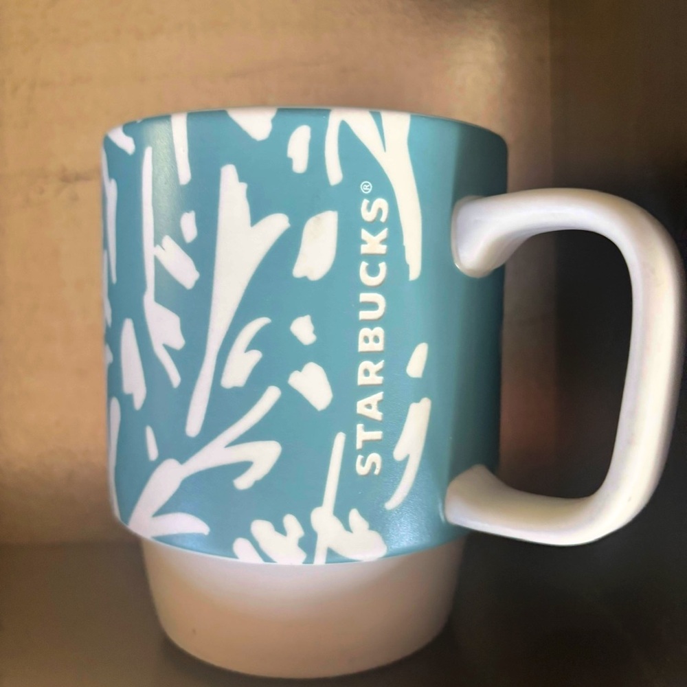 Starbucks Teal and White Mug